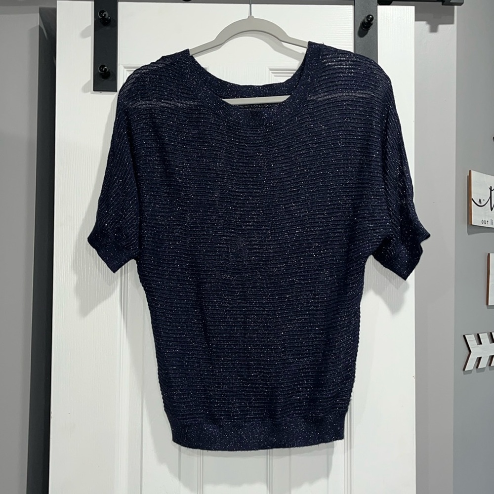Express blue sparkly short sleeve top!